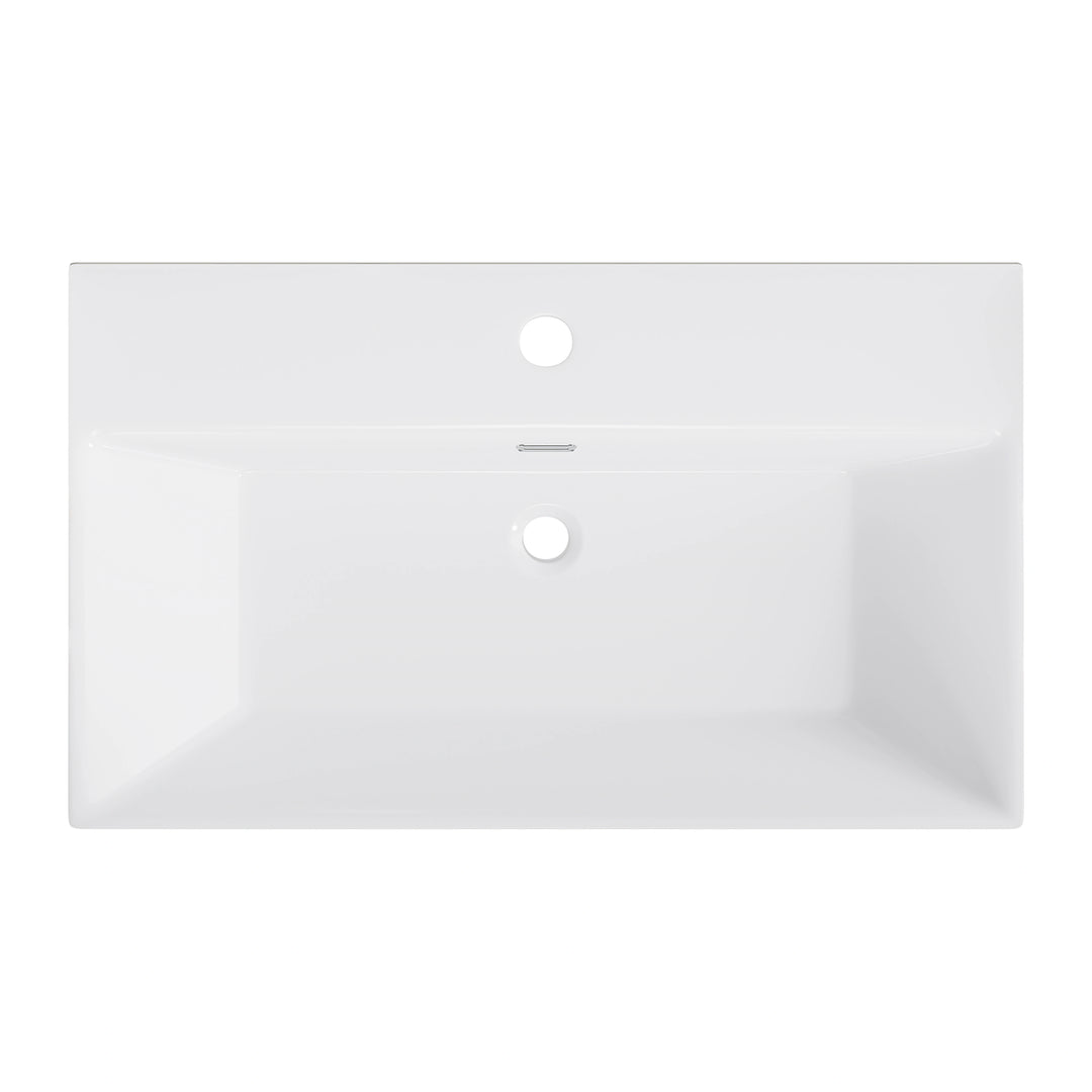 Turner 23.7" W x 14" D Glossy White Vitreous China Rectangular Wall Mount Bathroom Sink with Matte Black Towel Bar