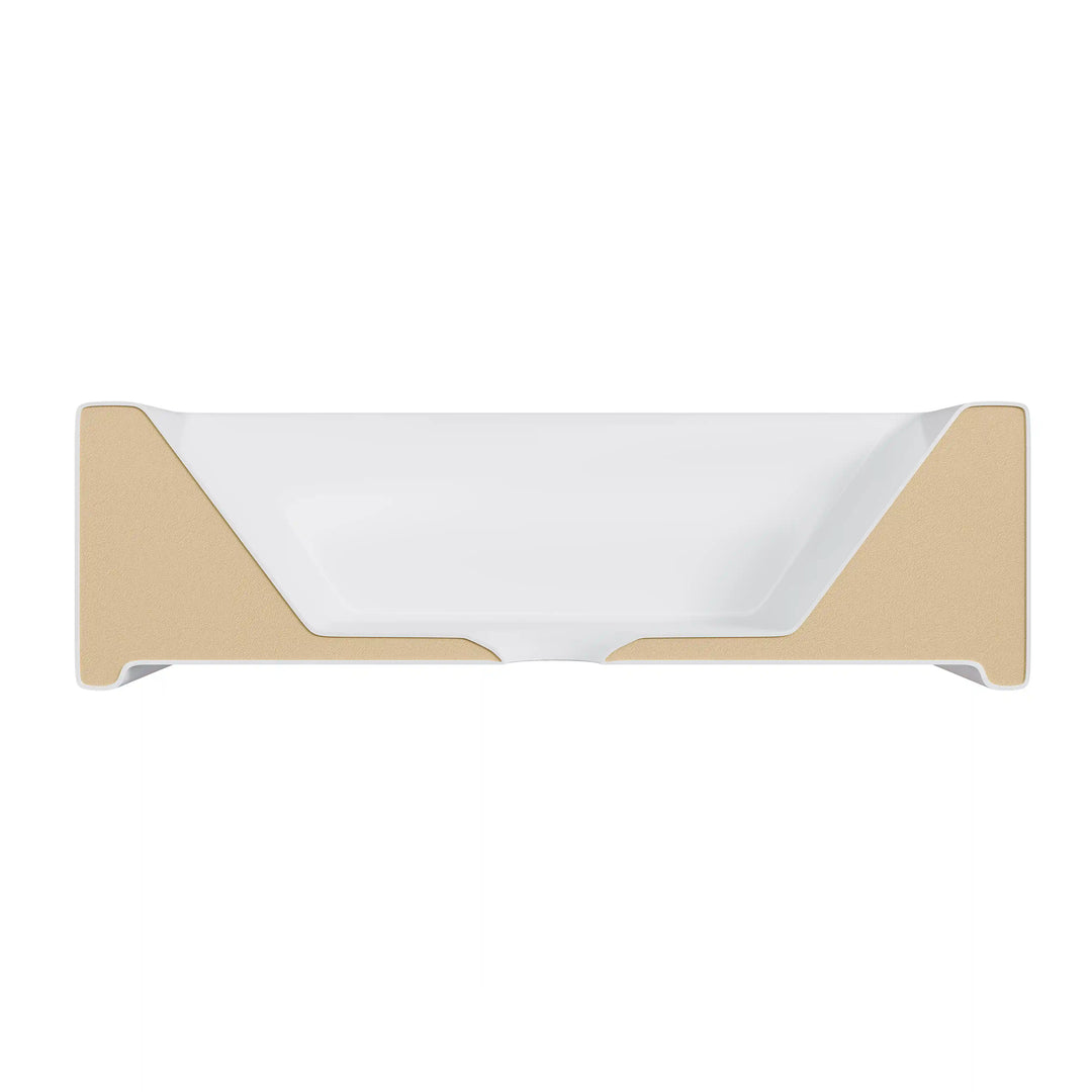 White ceramic sink cross-section showing thick solid core material structure
