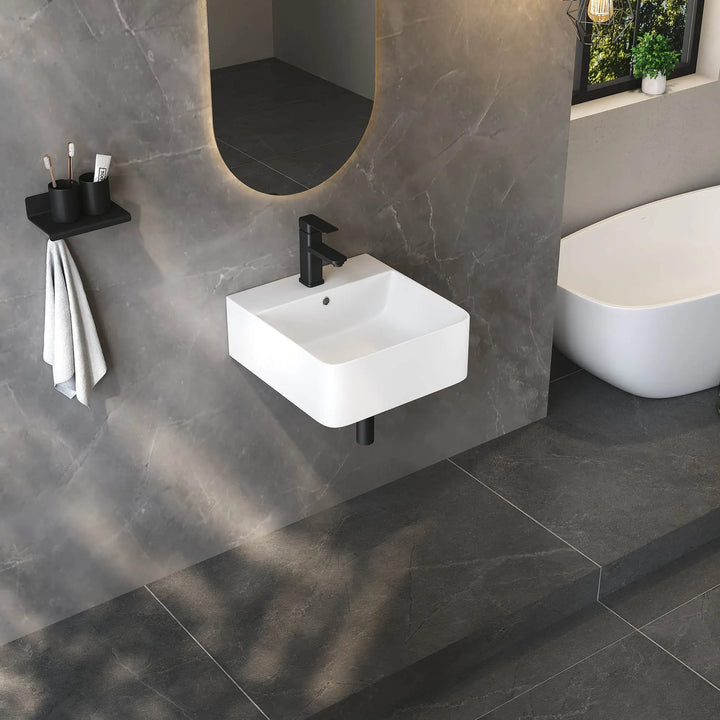 Turner Rectangular Wall-Mount Ceramic Bathroom Sink in White Available in Sizes