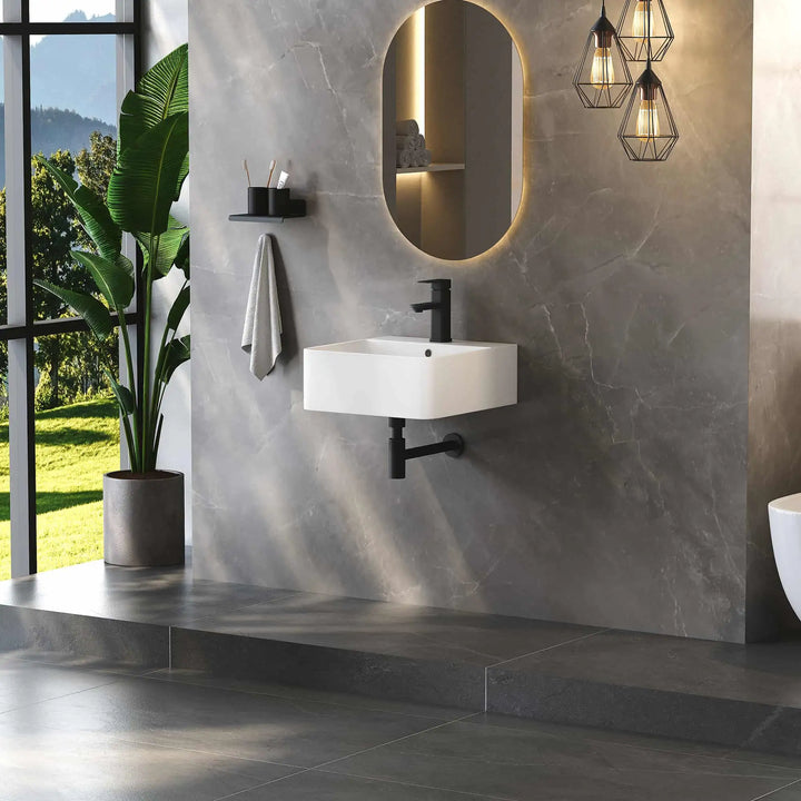 Turner Rectangular Wall-Mount Ceramic Bathroom Sink in White Available in Sizes