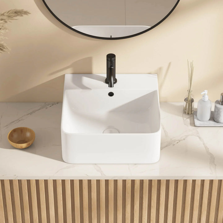 Turner Rectangular Wall-Mount Ceramic Bathroom Sink in White Available in Sizes