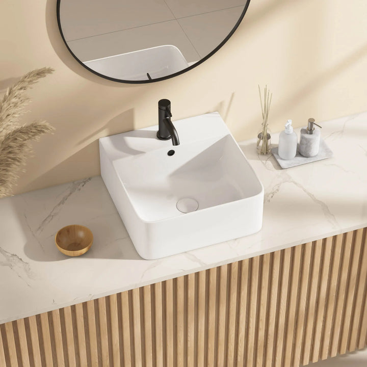 Turner Rectangular Wall-Mount Ceramic Bathroom Sink in White Available in Sizes