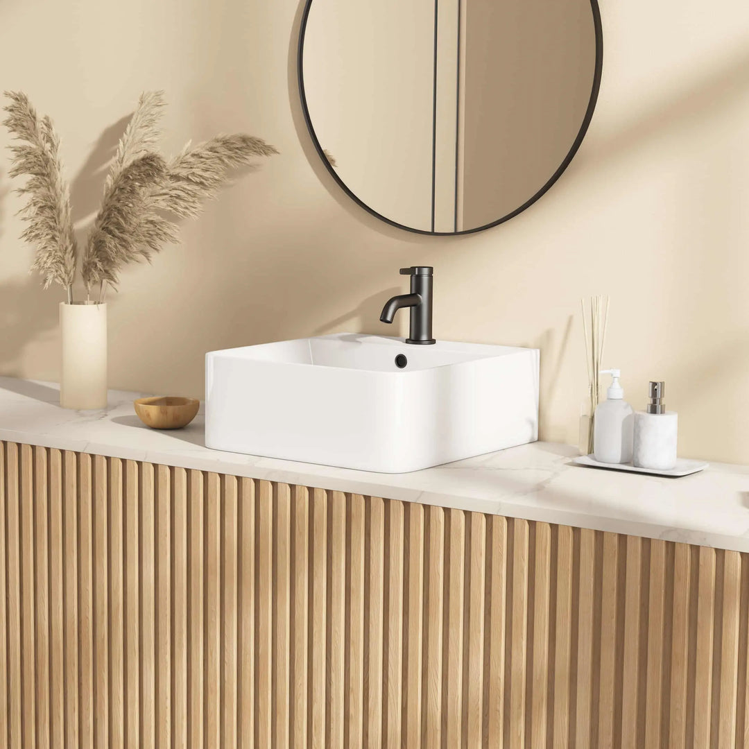 Turner Rectangular Wall-Mount Ceramic Bathroom Sink in White Available in Sizes