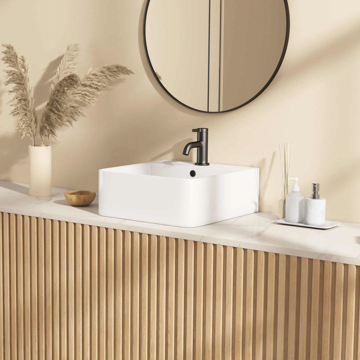 Turner Rectangular Wall-Mount Ceramic Bathroom Sink in White Available in Sizes