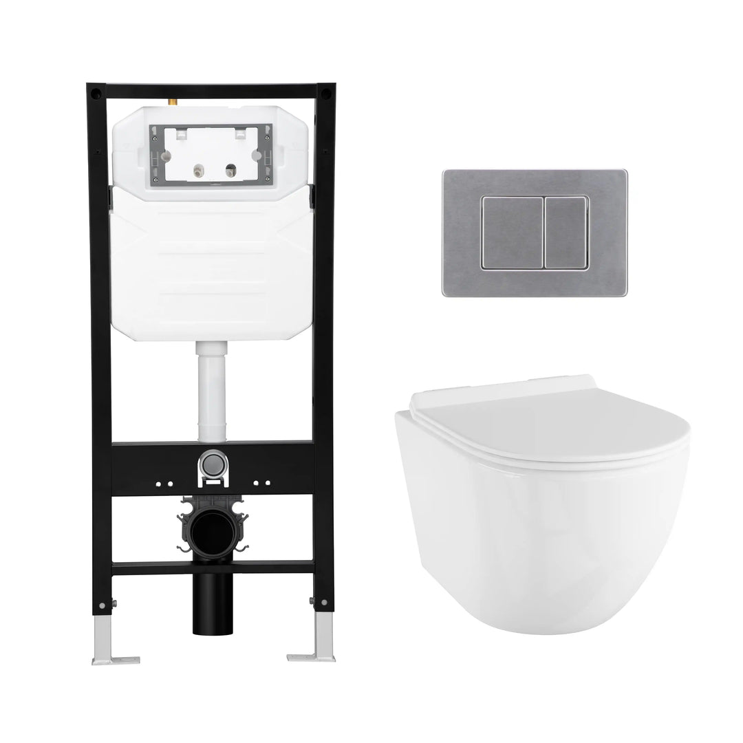 Hampton Wall-Hung Elongated Toilet with In-Wall Tank, Dual Flush 0.8/1.6 GPF