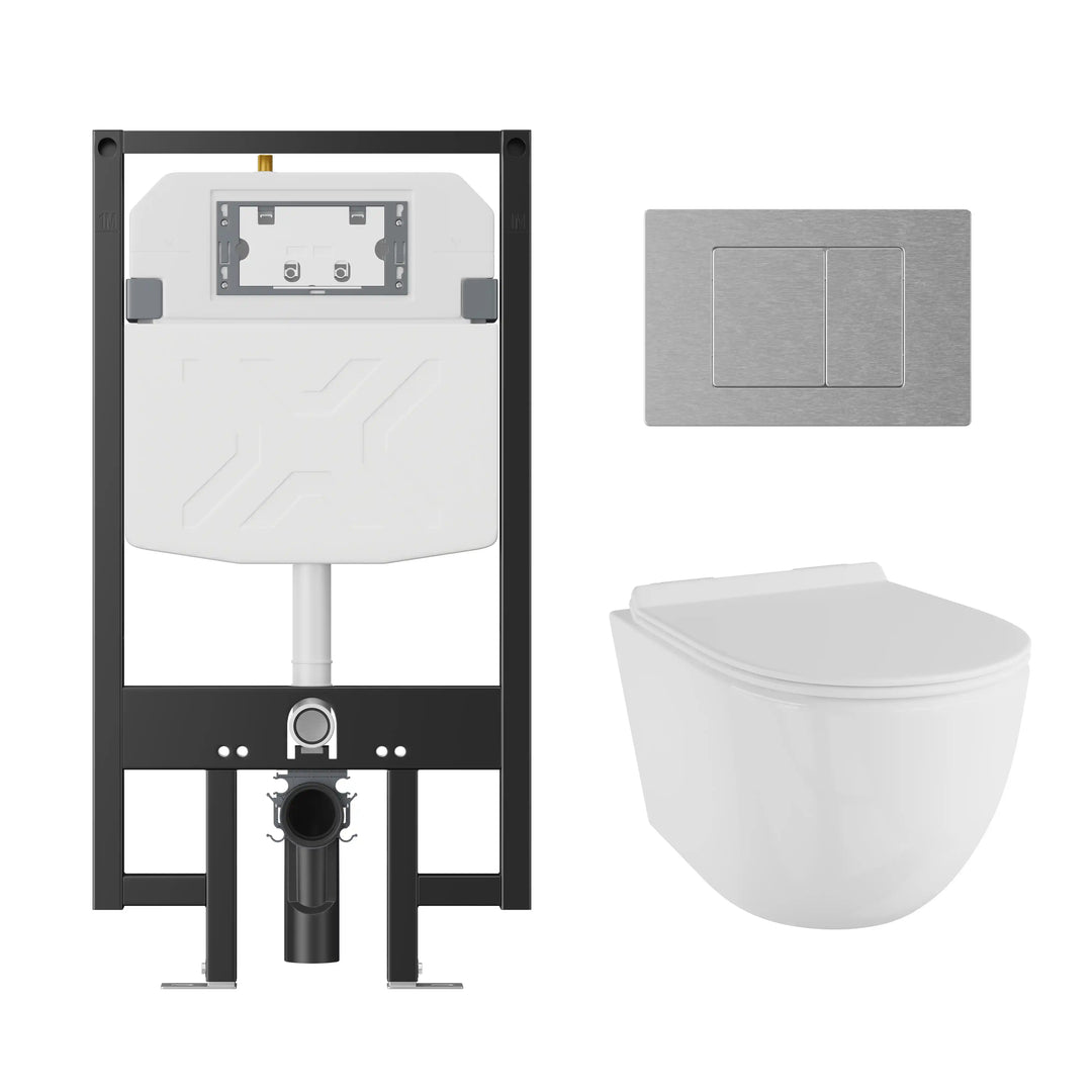 Hampton Wall-Hung Elongated Toilet with In-Wall Tank, Dual Flush 0.8/1.6 GPF