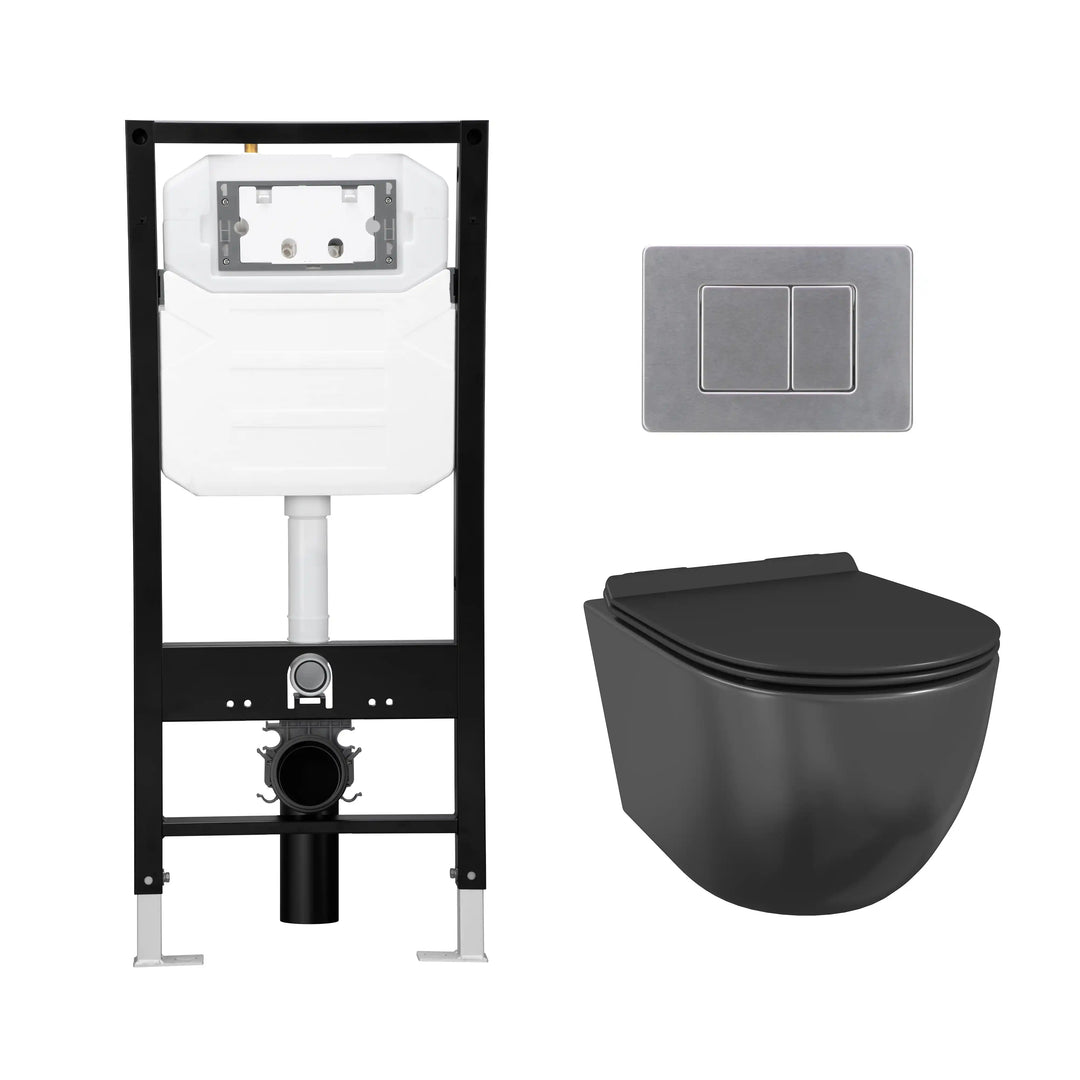 Hampton Wall-Hung Elongated Toilet with In-Wall Tank, Dual Flush 0.8/1.6 GPF