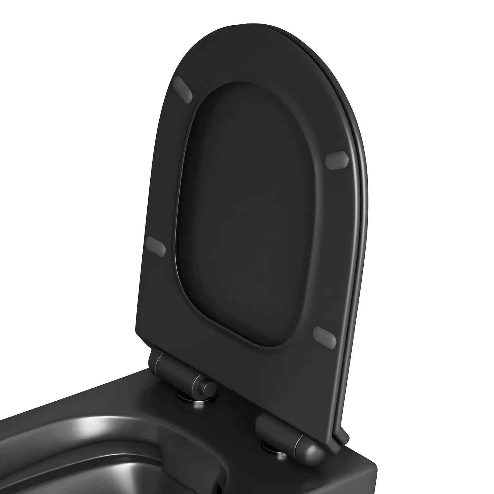 A black toilet seat featuring soft-close hinges and a slim, oval profile.#color_matte-black