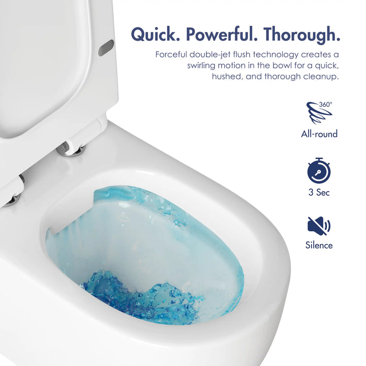 Hampton Wall-hung Elongated Toilet, 0.8/1.6 GPF Dual Flush, Multiple Colors
