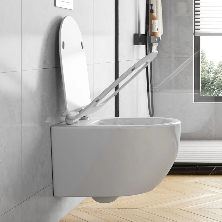 Hampton Wall-hung Elongated Toilet, 0.8/1.6 GPF Dual Flush, Multiple Colors