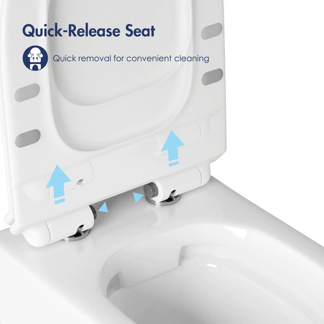 Hampton Wall-hung Elongated Toilet, 0.8/1.6 GPF Dual Flush, Multiple Colors