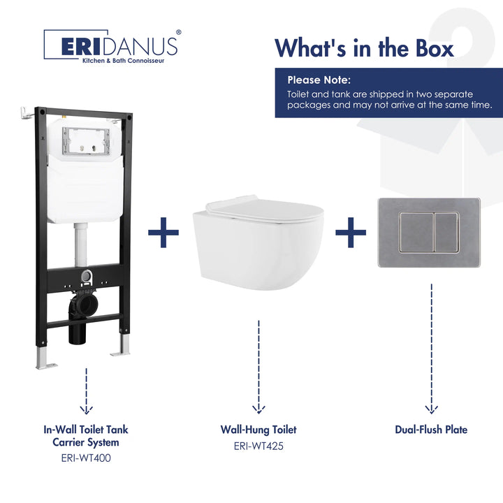 ERIDANUS Capri Wall-Hung Toilet System Component Breakdown (Separate Shipment Notice)