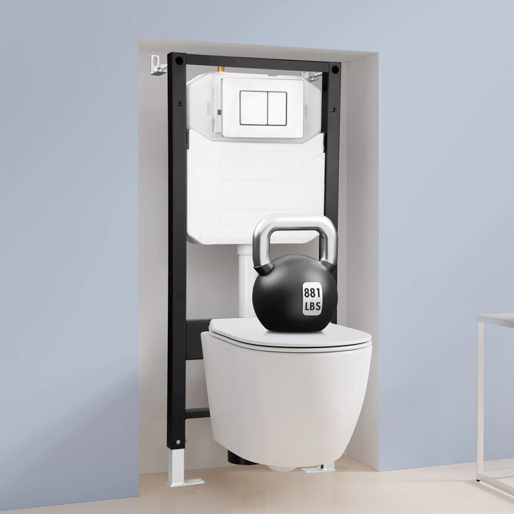 Capri White Wall-Hung Rimless Toilet System (In-Wall Tank), 881 LBS Load Capacity Test