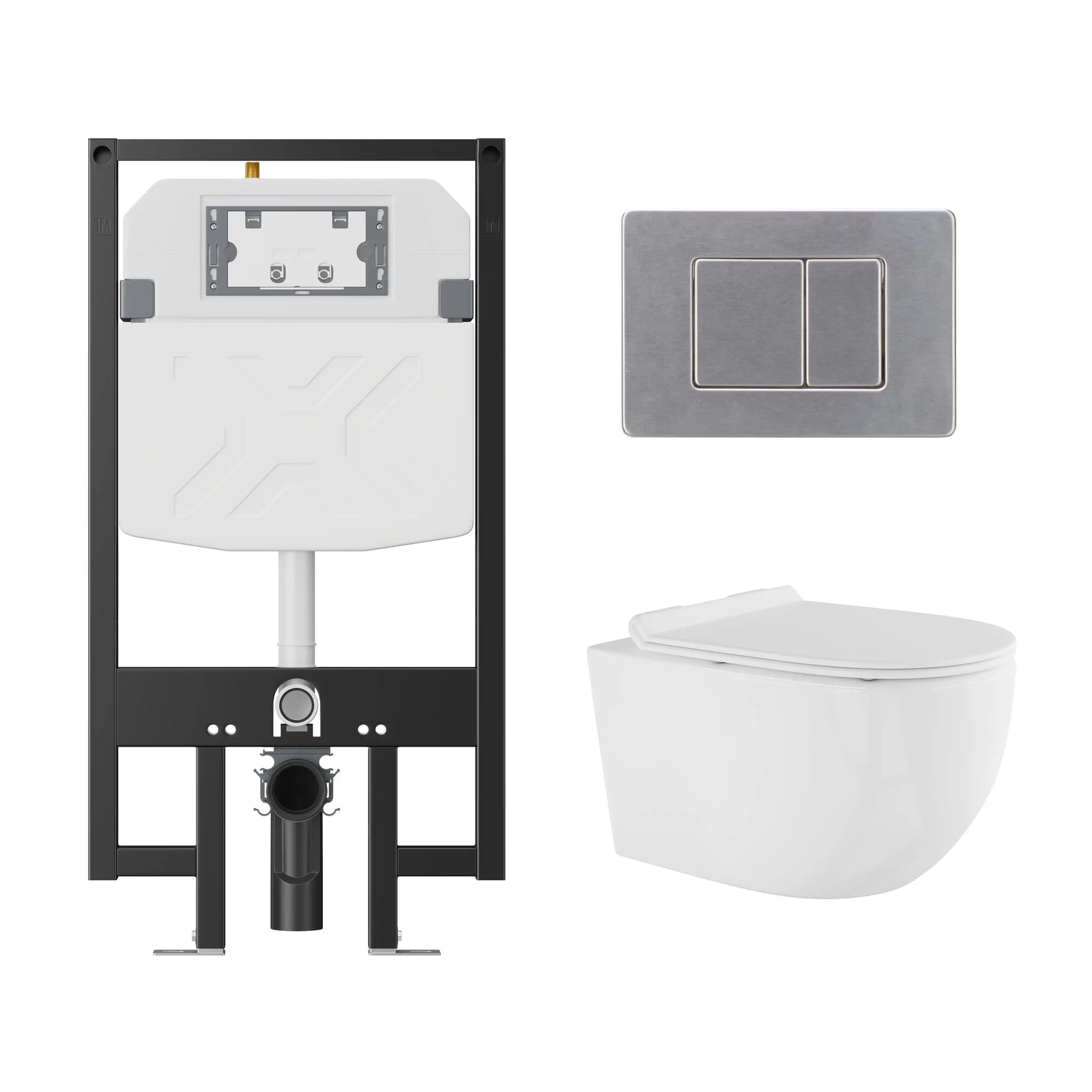 Capri White Wall-Hung Rimless Toilet System (In-Wall Tank, Dual Flush)#toilet-tank_2x4