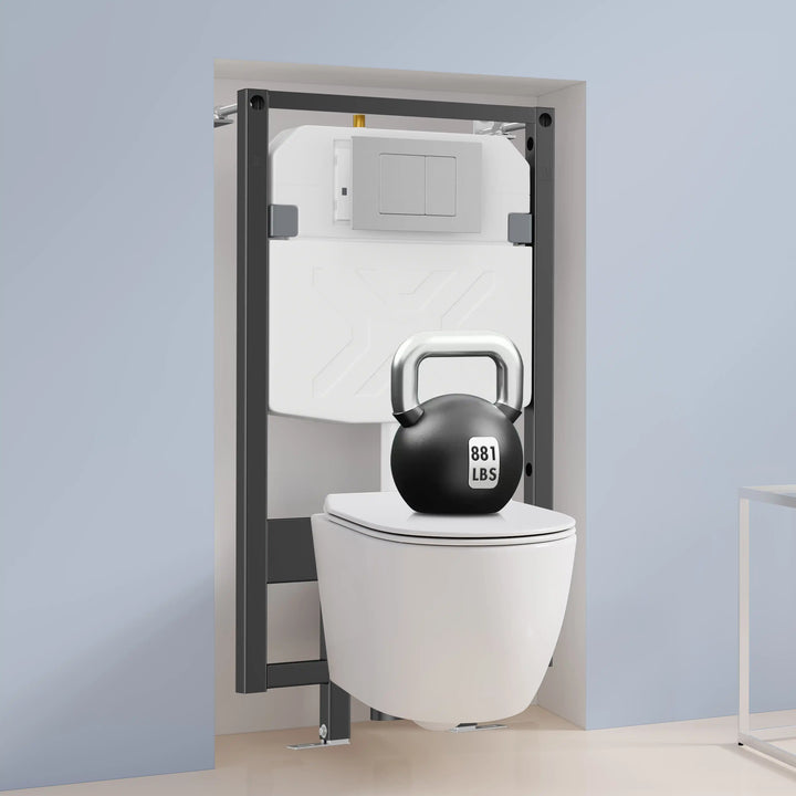 Capri White Wall-Hung Rimless Toilet System (In-Wall Tank), 881 LBS Load Capacity Test