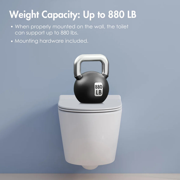 Capri Elongated Wall-Mount Rimless Toilet Bowl in White, Soft-Close Seat