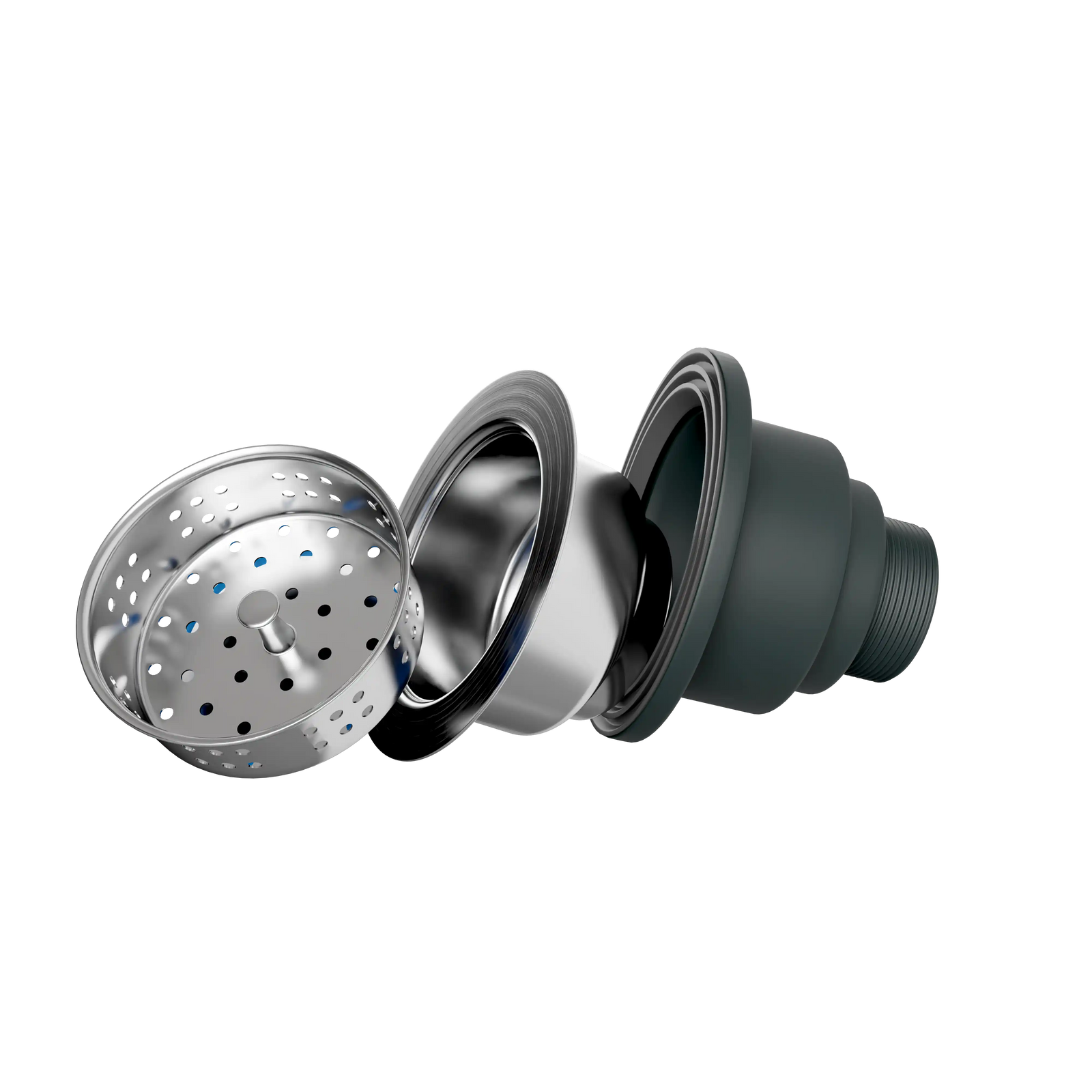 Stainless steel basket strainer with removable drain assembly.