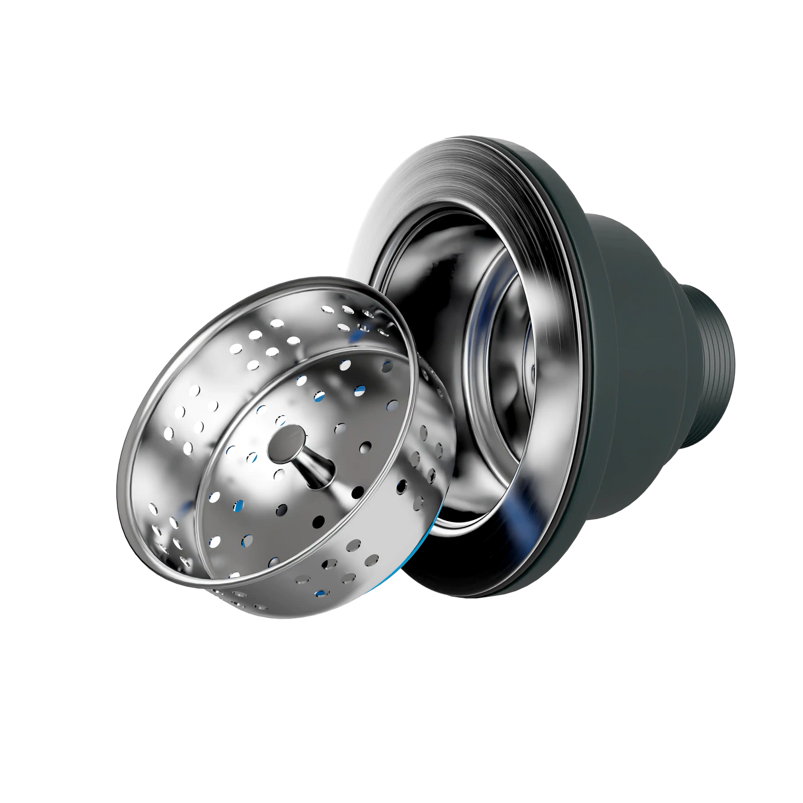 Stainless steel basket strainer with removable drain assembly.