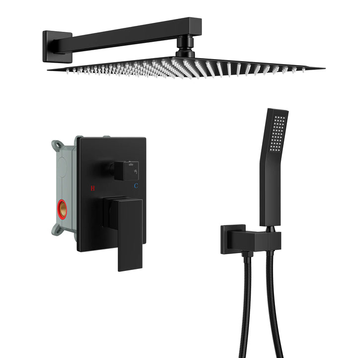 Eridanus Matte Black Shower System with Rough-in Valve All-In-One Kit