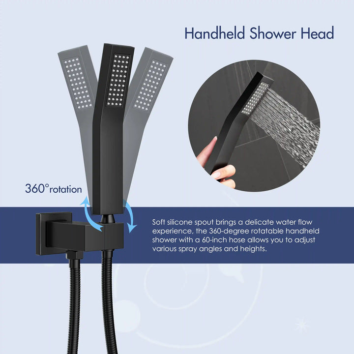 Eridanus Matte Black Shower System with Rough-in Valve All-In-One Kit