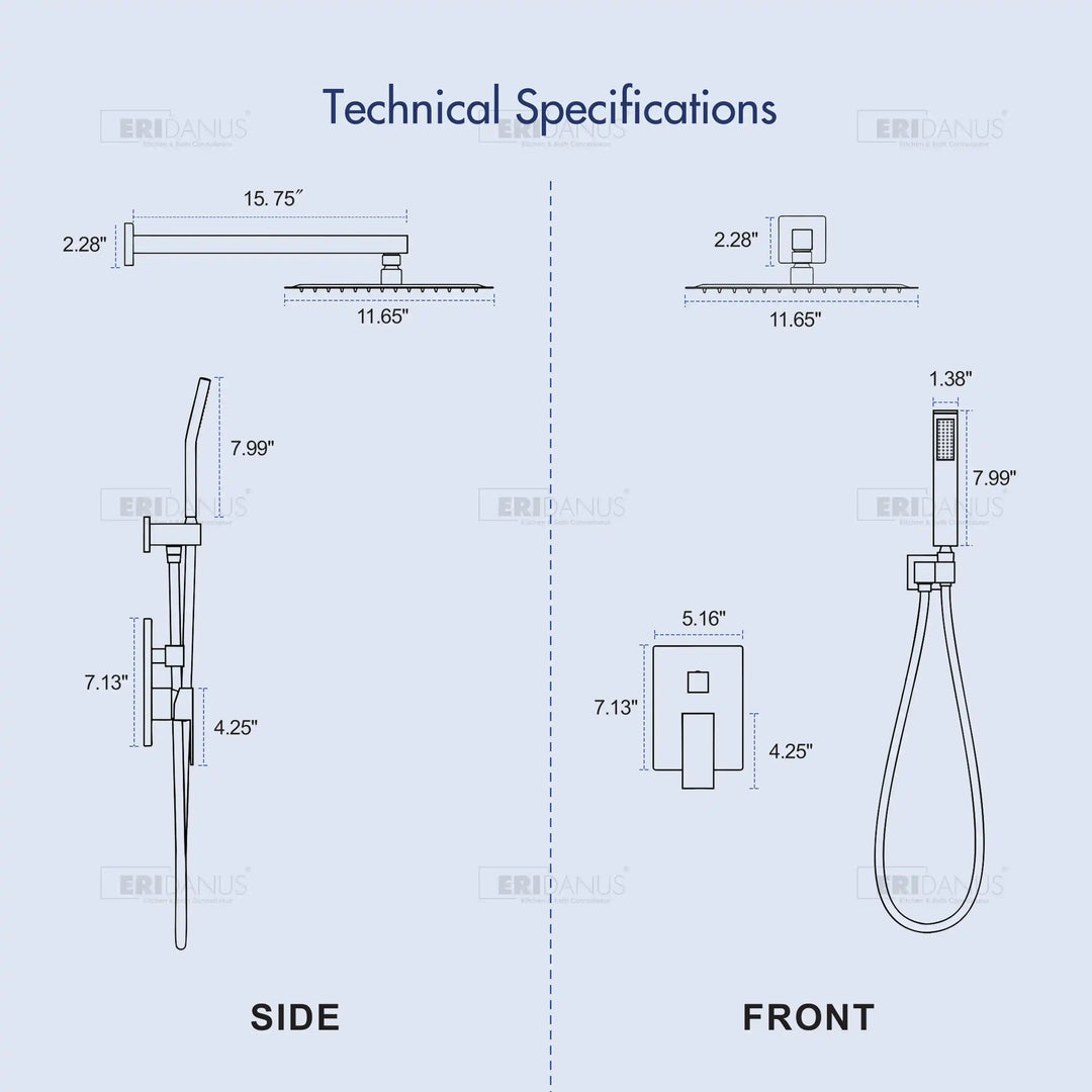 Eridanus Matte Black Shower System with Rough-in Valve All-In-One Kit