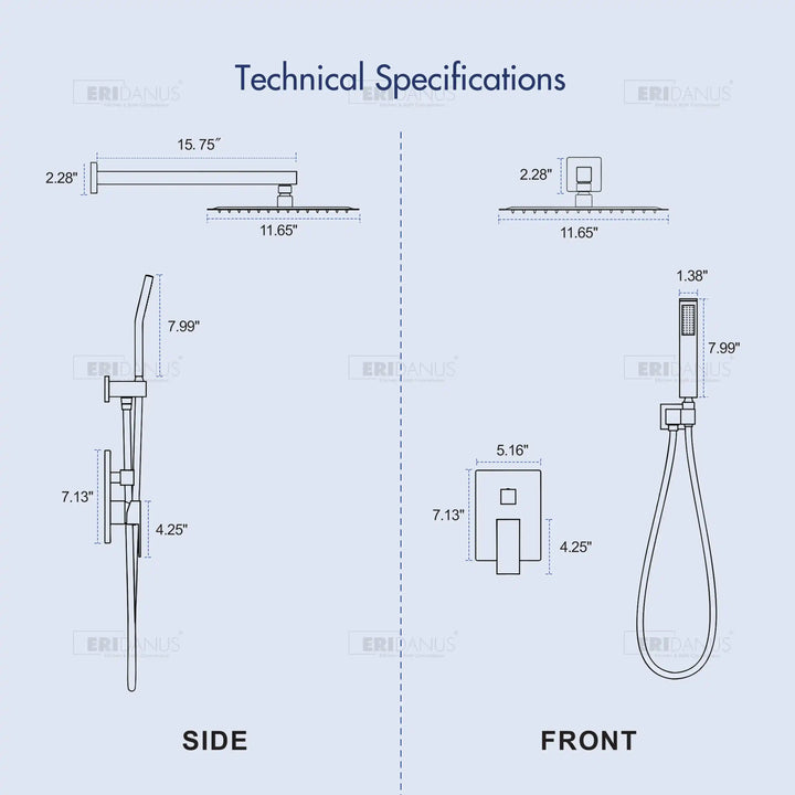 Eridanus Matte Black Shower System with Rough-in Valve All-In-One Kit