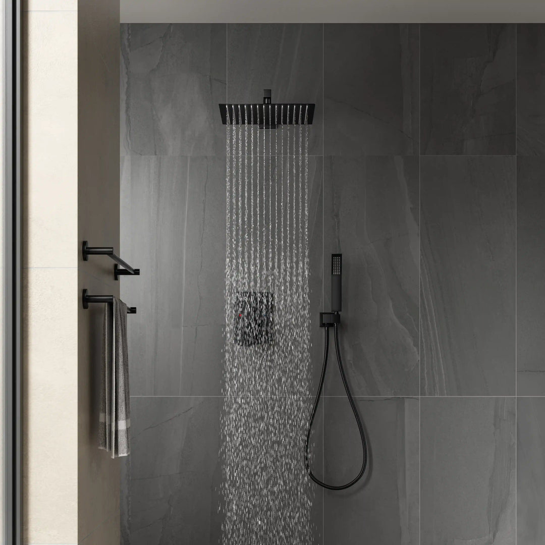 Eridanus Matte Black Shower System with Rough-in Valve All-In-One Kit