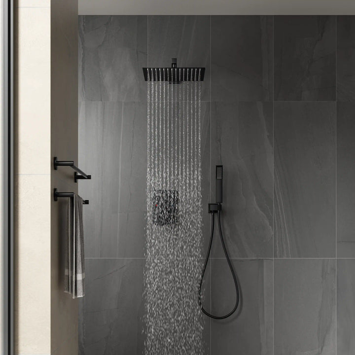 Eridanus Matte Black Shower System with Rough-in Valve All-In-One Kit