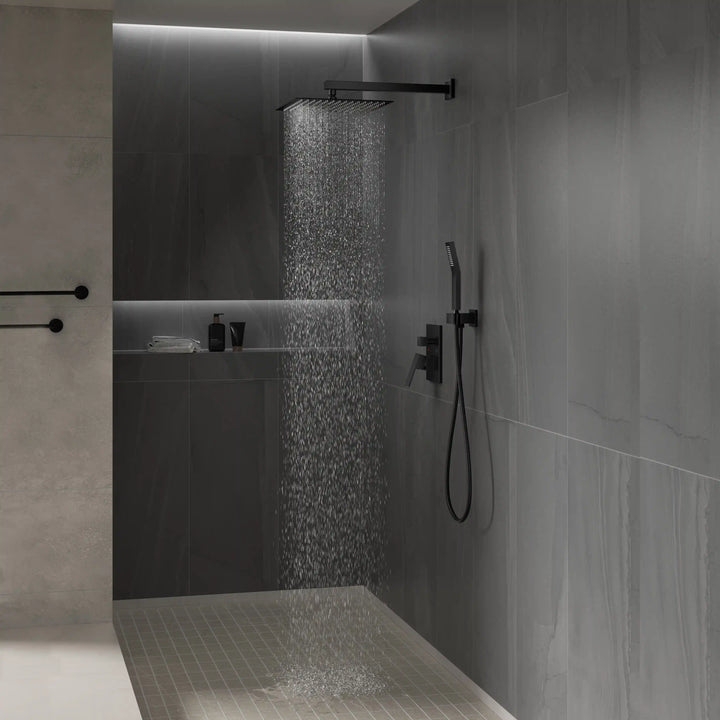 Eridanus Matte Black Shower System with Rough-in Valve All-In-One Kit
