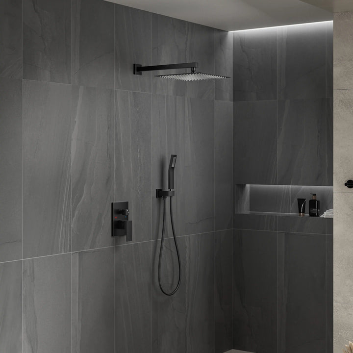 Eridanus Matte Black Shower System with Rough-in Valve All-In-One Kit