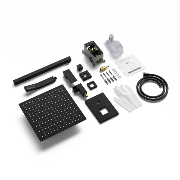 Eridanus Matte Black Shower System with Rough-in Valve All-In-One Kit