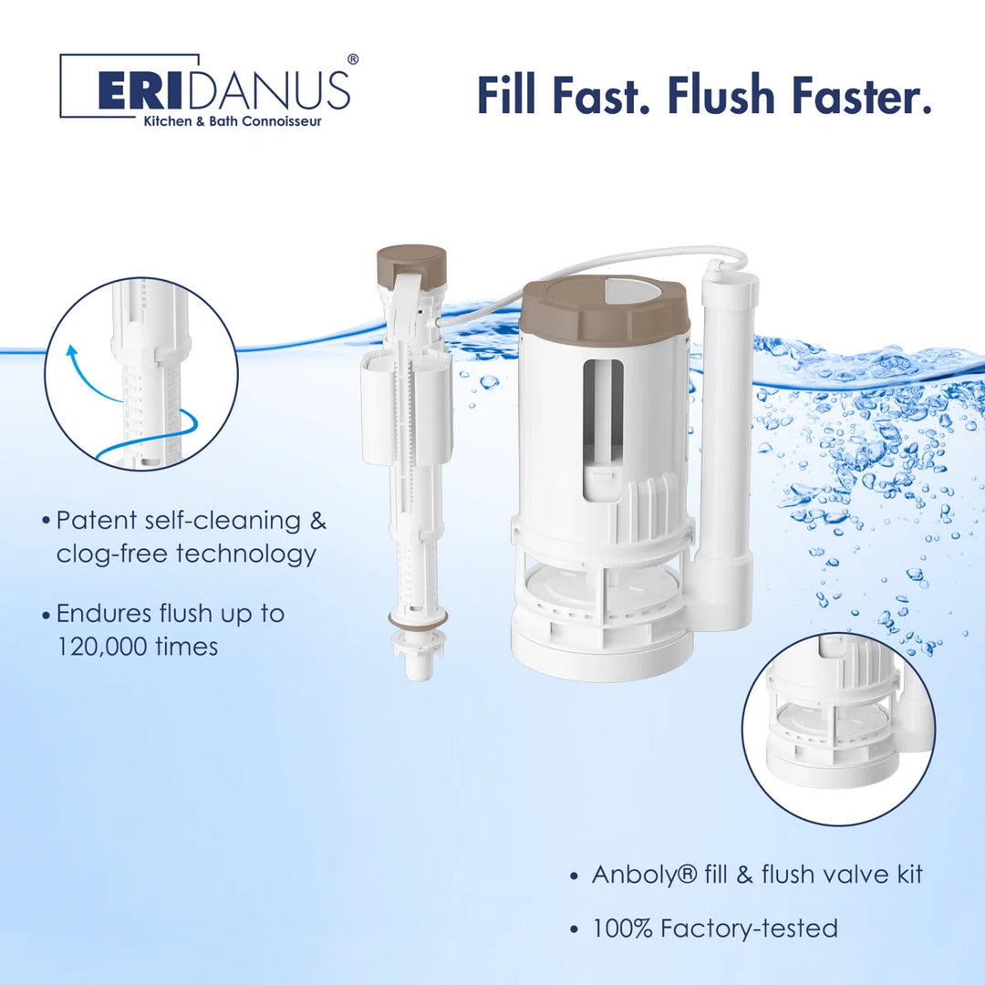 Eridanus Anboly self-cleaning toilet fill and flush valve kit.
